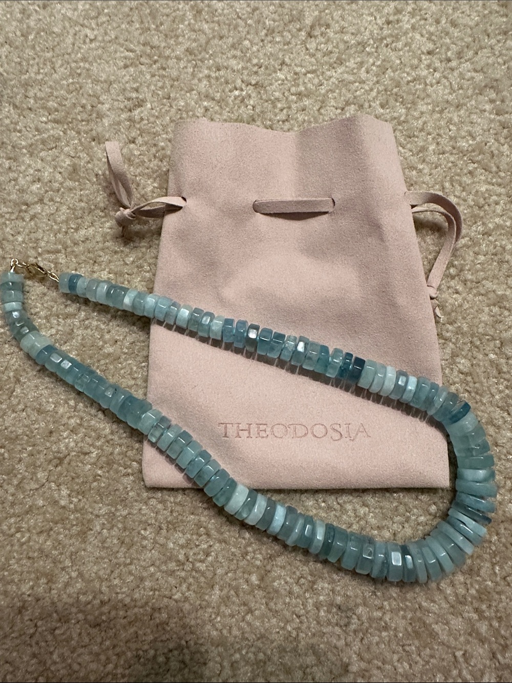 Aquamarine Beaded Necklace - Light Blue Gemstone Strand